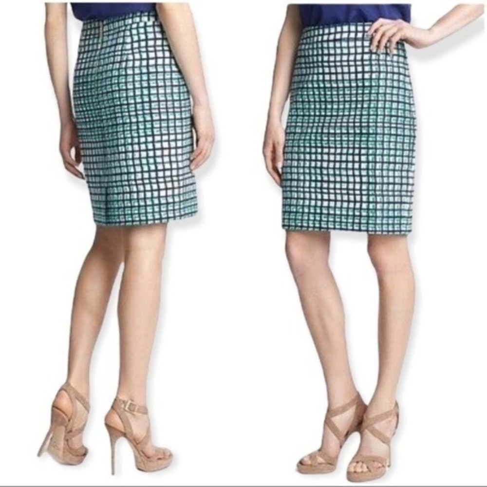 Kate Spade Green and White Pencil Skirt